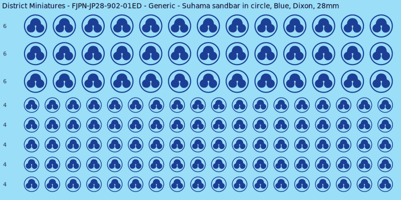 Generic clan mon, Blue waterslide decal sheet, Dixon banner sizes, 28mm