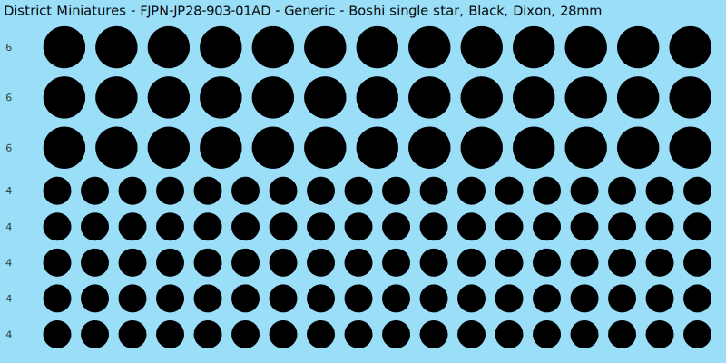 Generic clan mon, Black waterslide decal sheet, Dixon banner sizes, 28mm