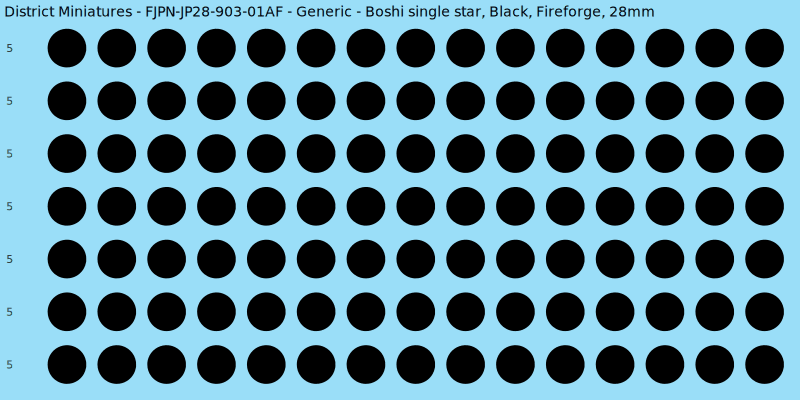 Generic clan mon, Black waterslide decal sheet, Fireforge banner sizes, 28mm