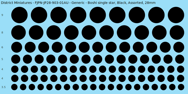 Generic clan mon, Boshi single star, Black waterslide decal sheet, 28mm