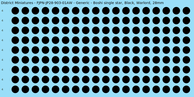 Generic clan mon, Black waterslide decal sheet, Warlord banner sizes, 28mm
