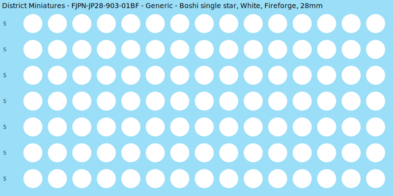 Generic clan mon, White waterslide decal sheet, Fireforge banner sizes, 28mm