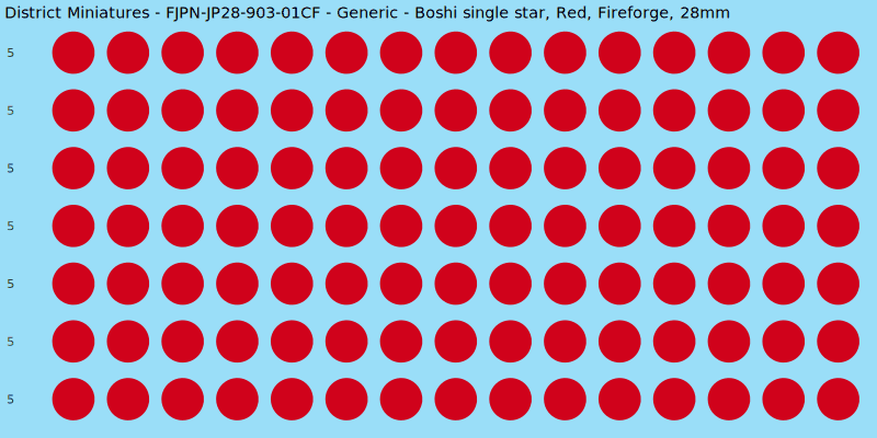 Generic clan mon, Red waterslide decal sheet, Fireforge banner sizes, 28mm