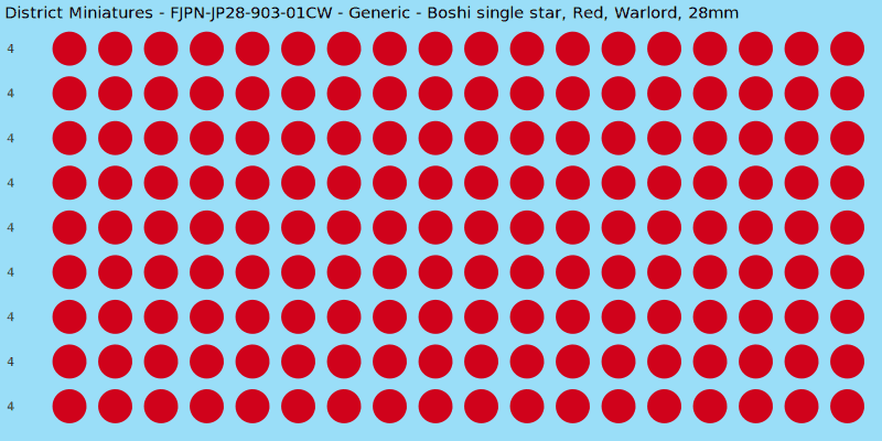 Generic clan mon, Red waterslide decal sheet, Warlord banner sizes, 28mm