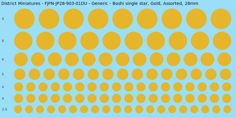 Generic clan mon, Boshi single star, Gold waterslide decal sheet, 28mm
