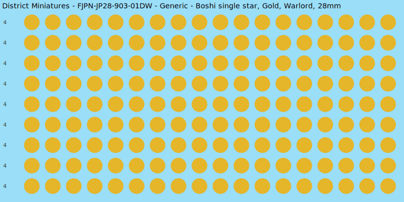 Generic clan mon, Yellow/Gold waterslide decal sheet, Warlord banner sizes, 28mm