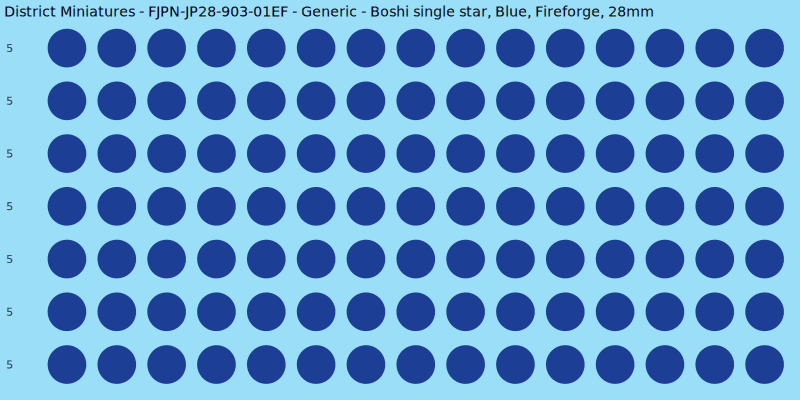 Generic clan mon, Blue waterslide decal sheet, Fireforge banner sizes, 28mm