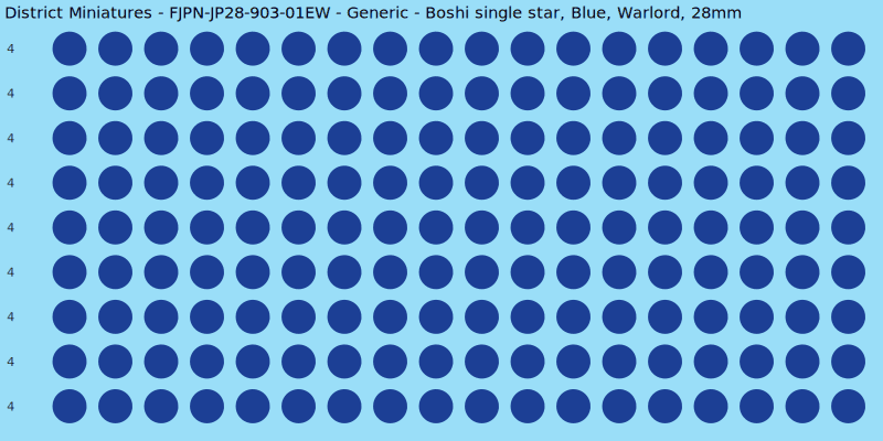 Generic clan mon, Blue waterslide decal sheet, Warlord banner sizes, 28mm