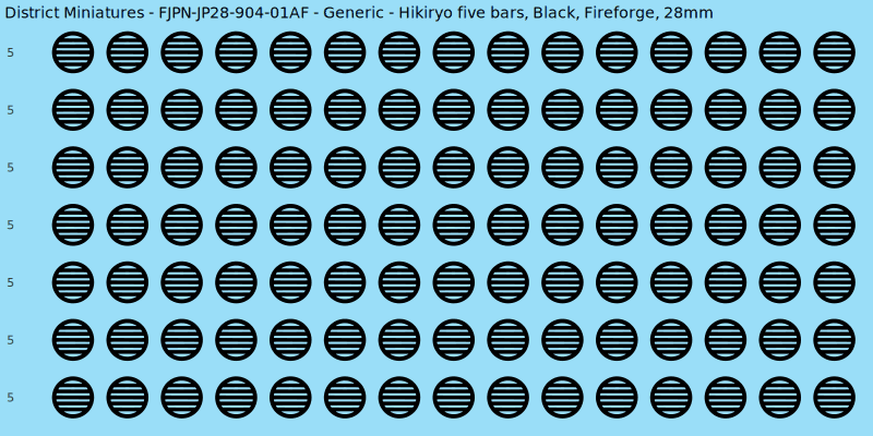 Generic clan mon, Black waterslide decal sheet, Fireforge banner sizes, 28mm