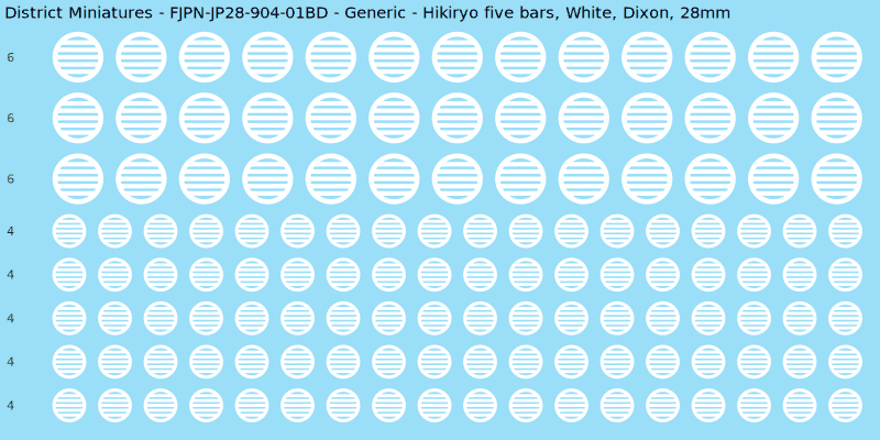 Generic clan mon, White waterslide decal sheet, Dixon banner sizes, 28mm