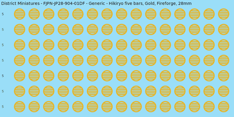 Generic clan mon, Yellow/Gold waterslide decal sheet, Fireforge banner sizes, 28mm
