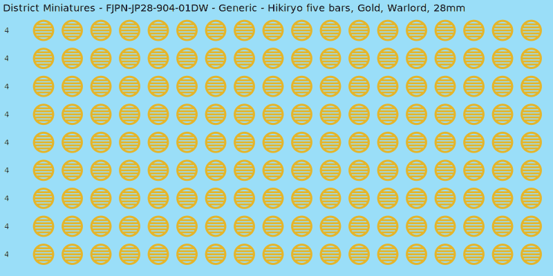Generic clan mon, Yellow/Gold waterslide decal sheet, Warlord banner sizes, 28mm
