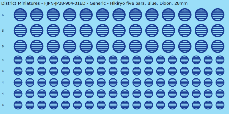 Generic clan mon, Blue waterslide decal sheet, Dixon banner sizes, 28mm