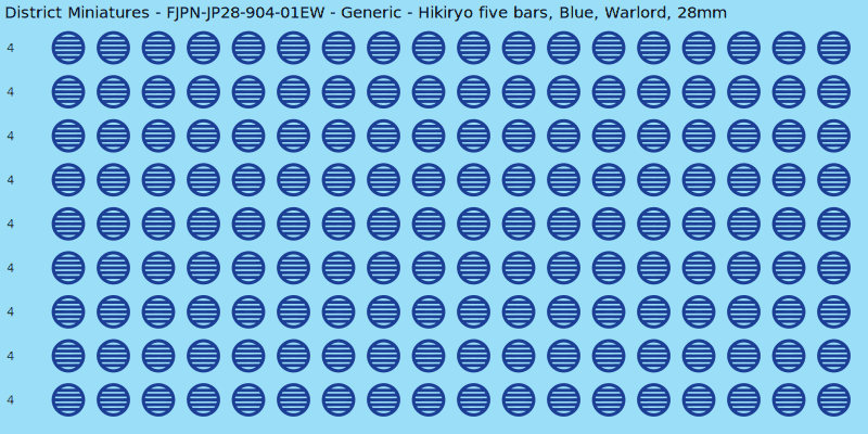 Generic clan mon, Blue waterslide decal sheet, Warlord banner sizes, 28mm