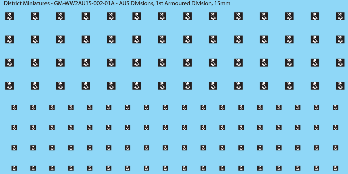WW2 Australia - Australian Divisions/Unit Vehicle Flashes, 15mm Decals