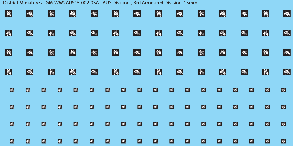 WW2 Australia - Australian Divisions/Unit Vehicle Flashes, 15mm Decals