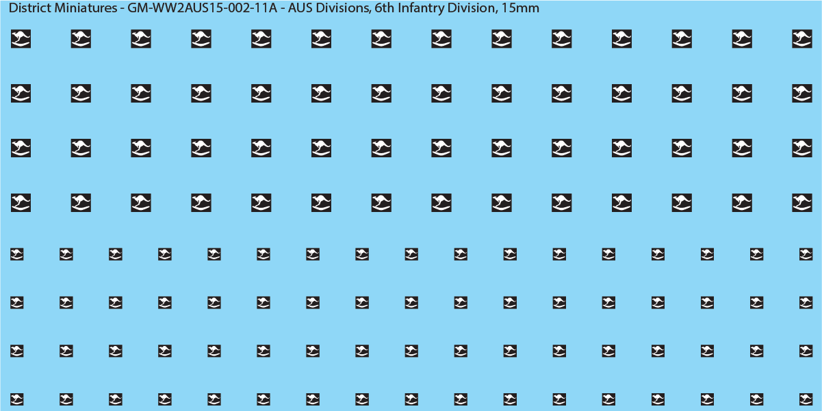 WW2 Australia - Australian Divisions/Unit Vehicle Flashes, 15mm Decals