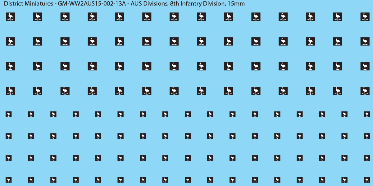 WW2 Australia - Australian Divisions/Unit Vehicle Flashes, 15mm Decals