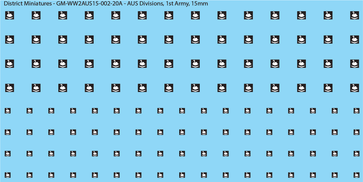 WW2 Australia - Australian Divisions/Unit Vehicle Flashes, 15mm Decals