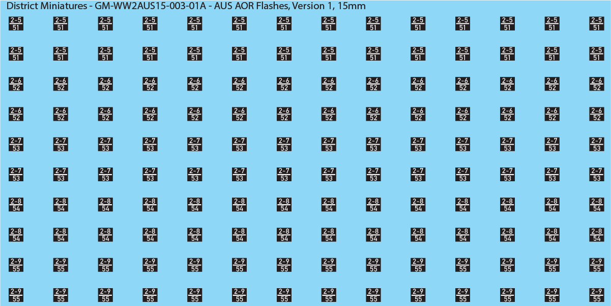 WW2 Australia - Australian AOR Flashes (Multiple Options), 15mm Decals