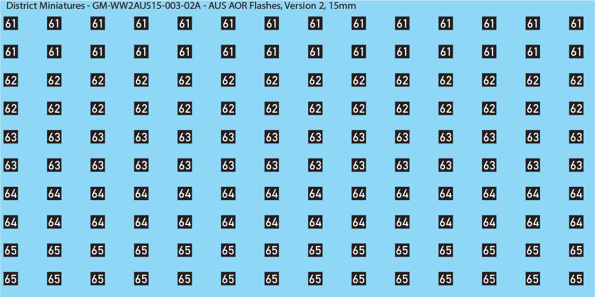 WW2 Australia - Australian AOR Flashes (Multiple Options), 15mm Decals