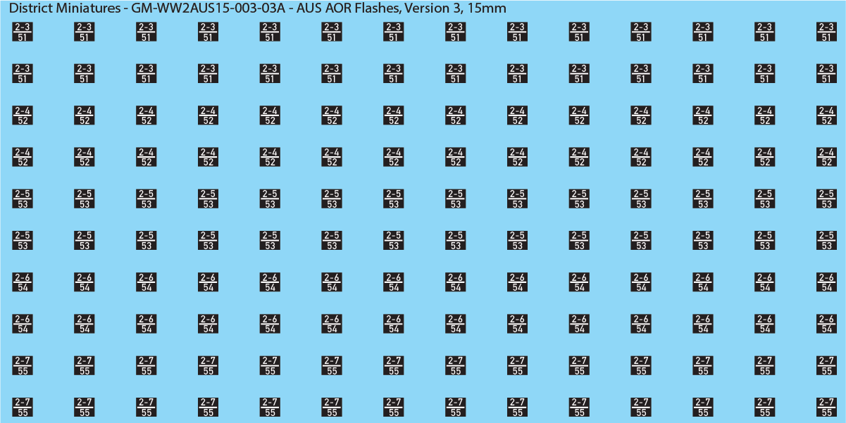 WW2 Australia - Australian AOR Flashes (Multiple Options), 15mm Decals