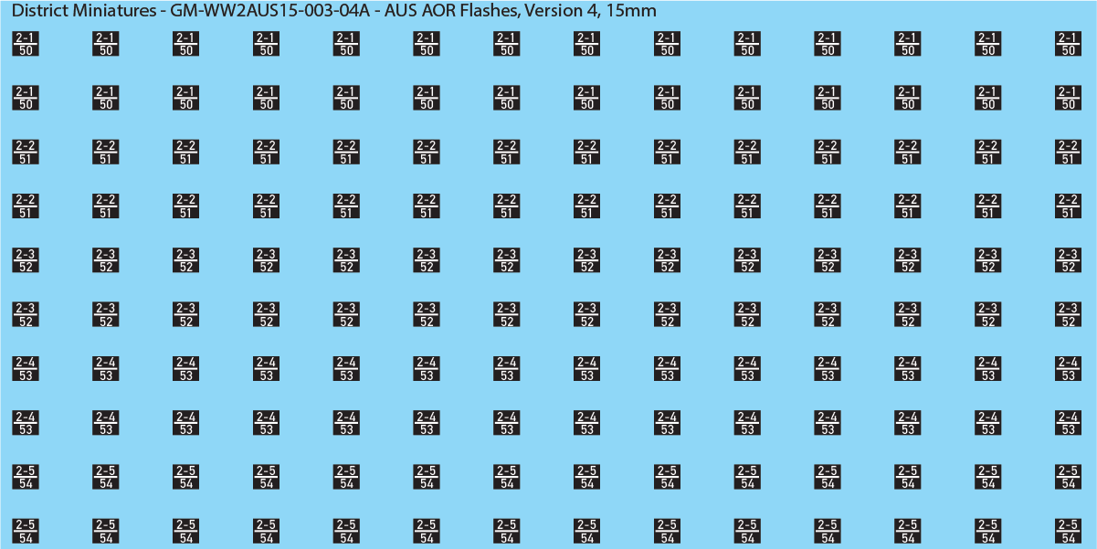 WW2 Australia - Australian AOR Flashes (Multiple Options), 15mm Decals