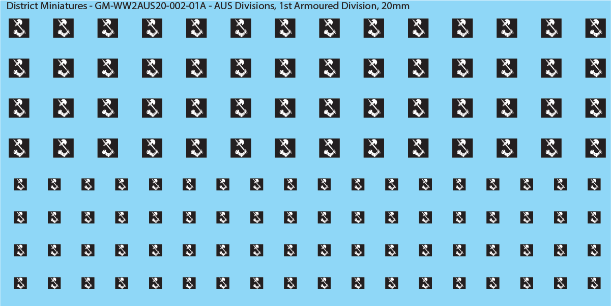 WW2 Australia - Australian Divisions/Unit Vehicle Flashes, 20mm Decals