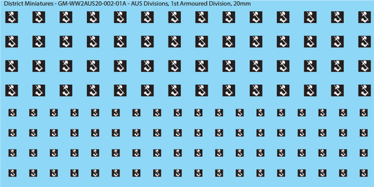 WW2 Australia - Australian Divisions/Unit Vehicle Flashes, 20mm Decals
