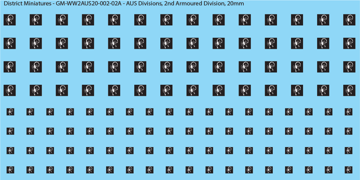 WW2 Australia - Australian Divisions/Unit Vehicle Flashes, 20mm Decals