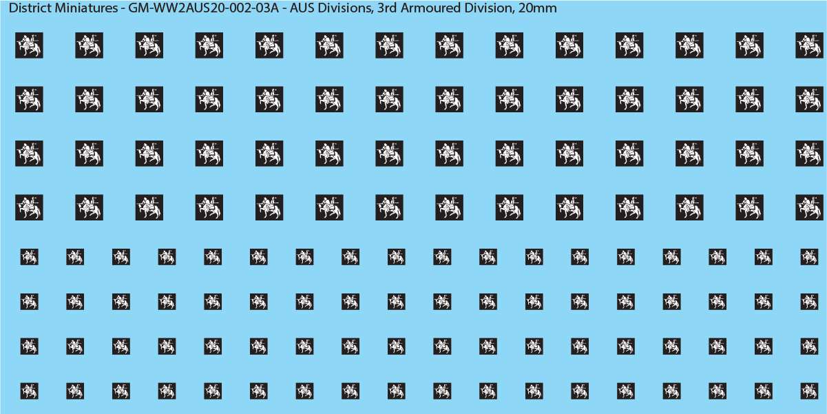 WW2 Australia - Australian Divisions/Unit Vehicle Flashes, 20mm Decals