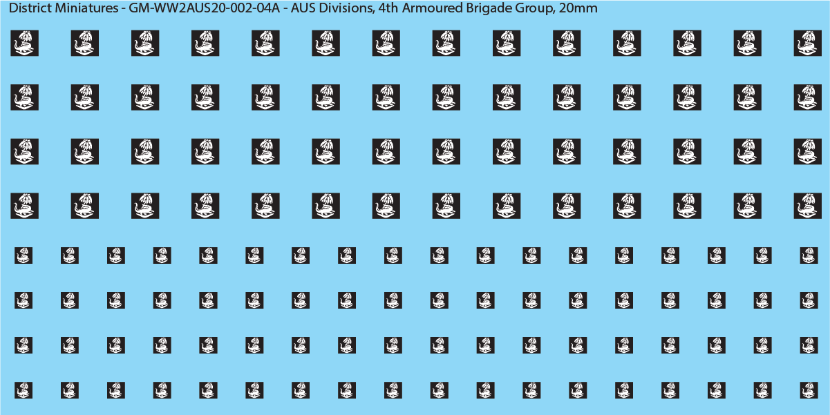 WW2 Australia - Australian Divisions/Unit Vehicle Flashes, 20mm Decals