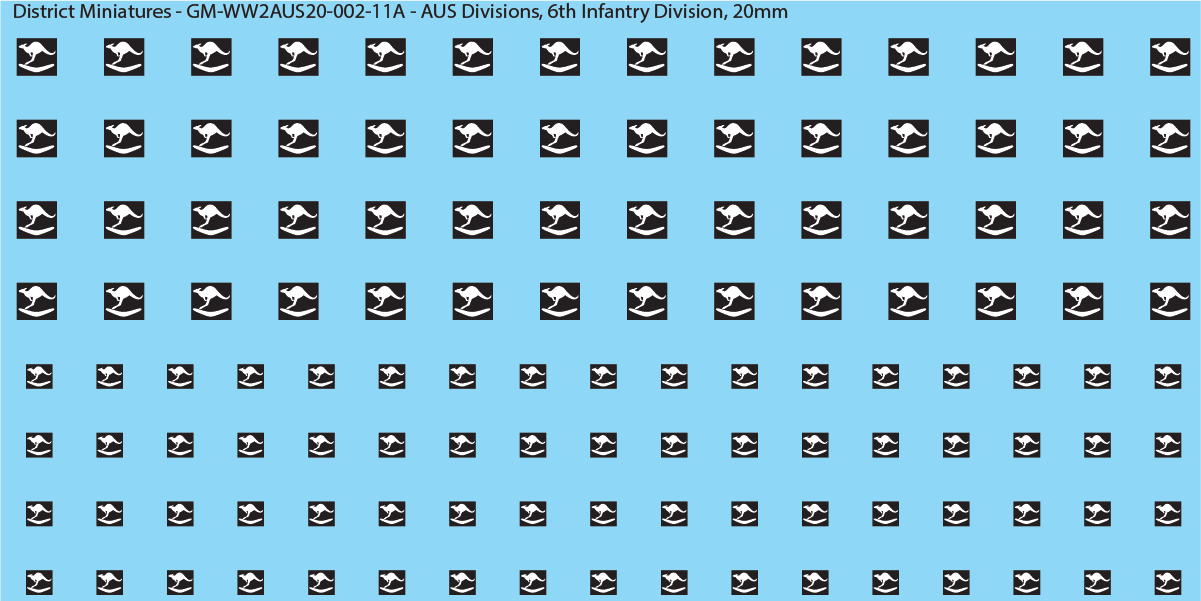 WW2 Australia - Australian Divisions/Unit Vehicle Flashes, 20mm Decals