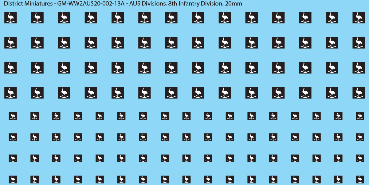 WW2 Australia - Australian Divisions/Unit Vehicle Flashes, 20mm Decals