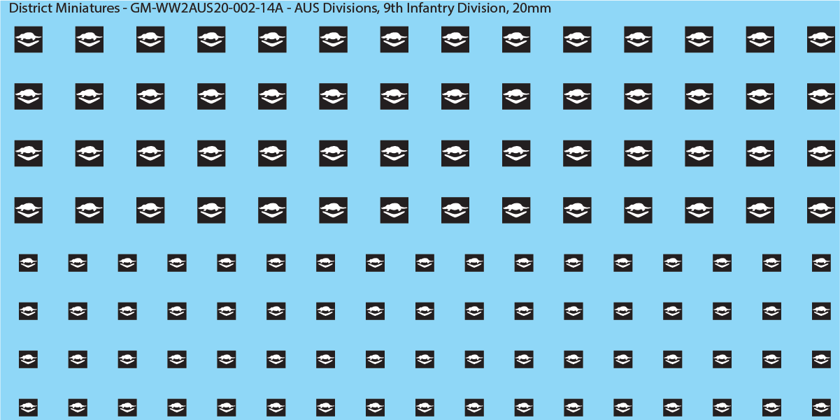 WW2 Australia - Australian Divisions/Unit Vehicle Flashes, 20mm Decals