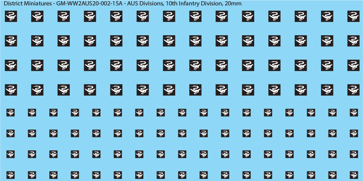 WW2 Australia - Australian Divisions/Unit Vehicle Flashes, 20mm Decals
