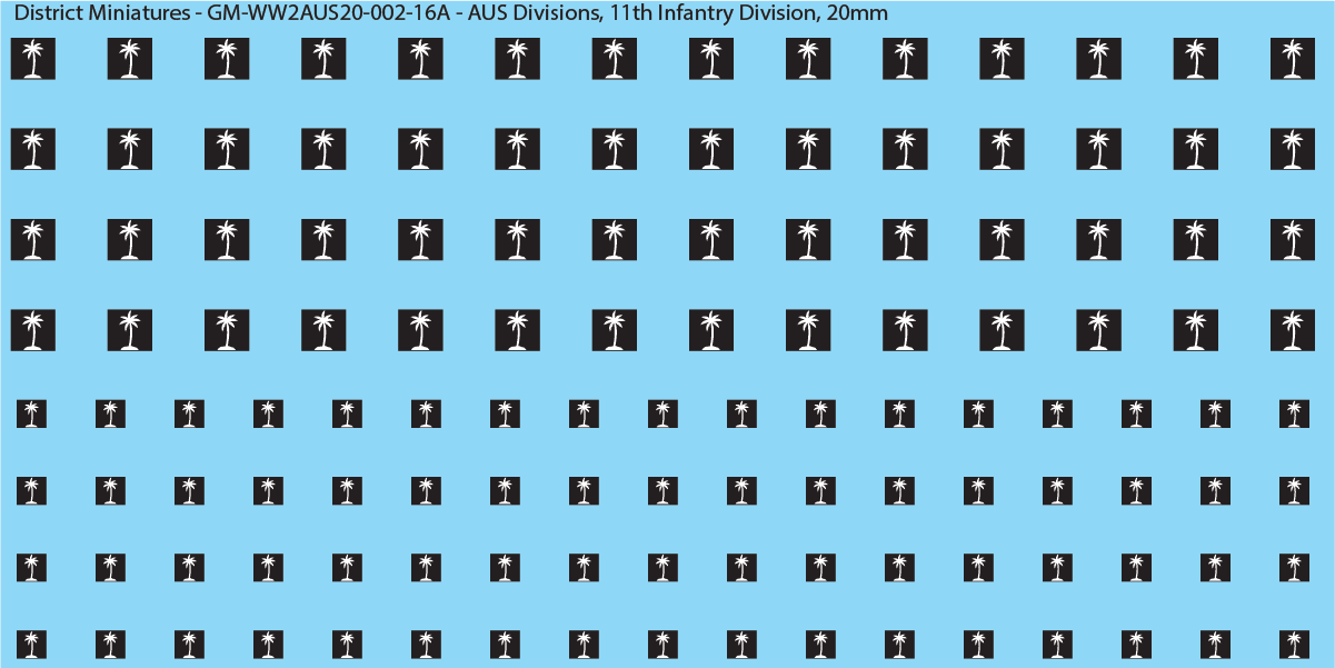 WW2 Australia - Australian Divisions/Unit Vehicle Flashes, 20mm Decals