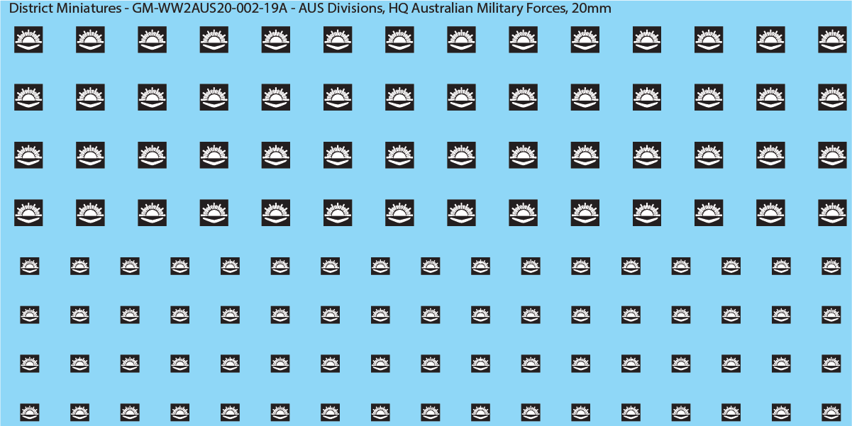 WW2 Australia - Australian Divisions/Unit Vehicle Flashes, 20mm Decals