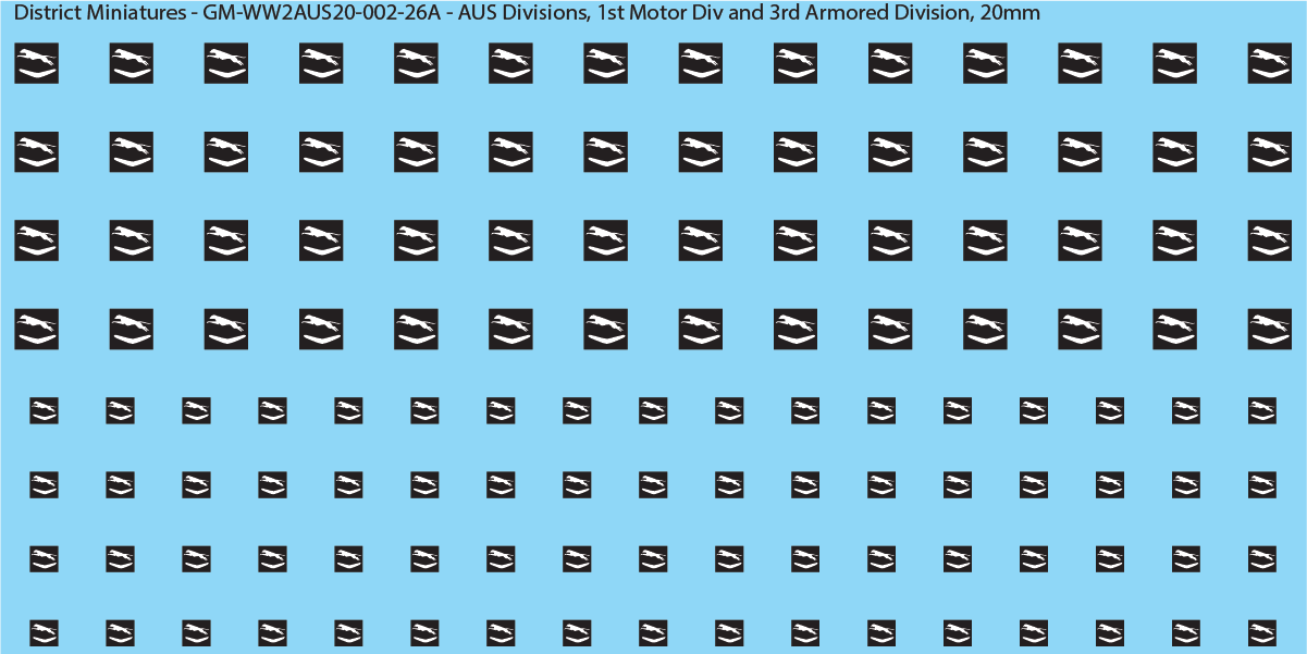 WW2 Australia - Australian Divisions/Unit Vehicle Flashes, 20mm Decals