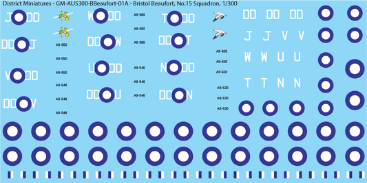 Bristol Beaufort, RAAF No.15 Squadron, 1/300 Decals