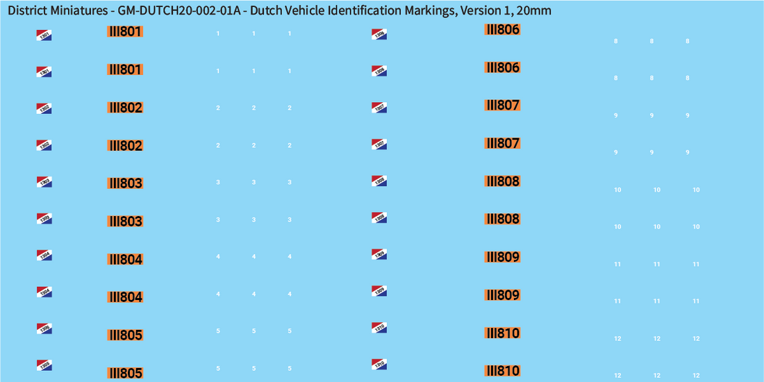 WW2 Dutch - Dutch Vehicle Identification Markings, 20mm Decals ...