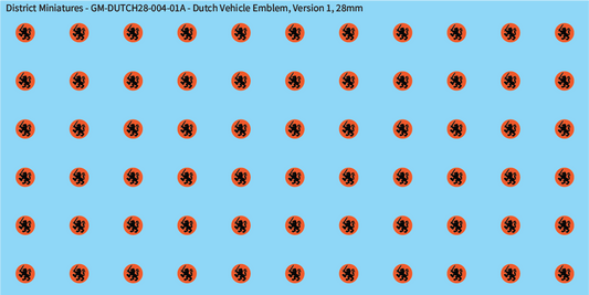 WW2 Dutch - Dutch Vehicle Emblem, 28mm Decals