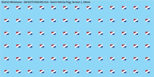 WW2 Dutch - Dutch Vehicle Flags, 28mm Decals