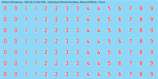 WW2 German - Individual Vehicle Numbers (Large and Small Options), 15mm