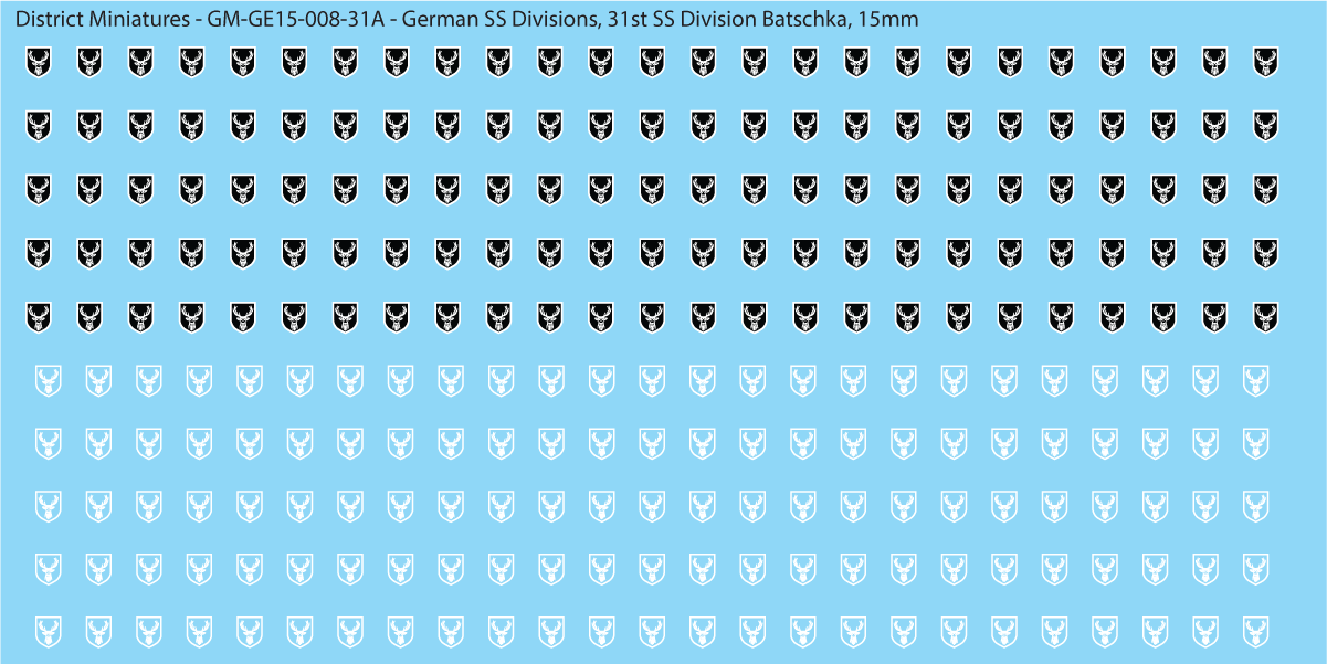 WW2 German SS Divisions, 15mm Decals
