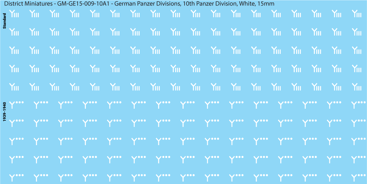 WW2 German Wehrmacht Panzer Divisions, 15mm Decals