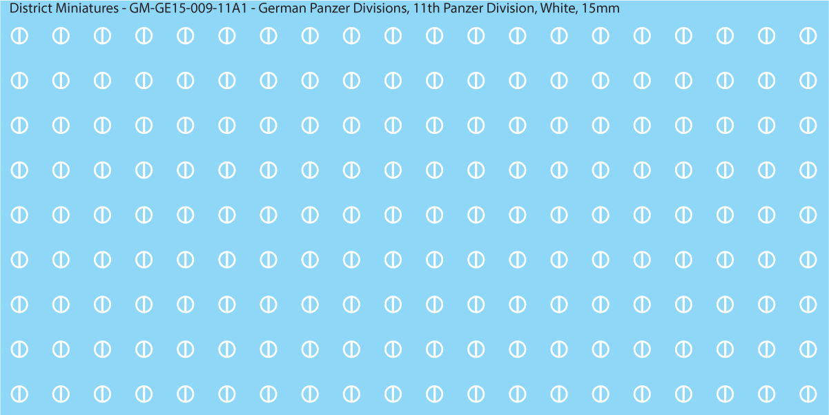 WW2 German Wehrmacht Panzer Divisions, 15mm Decals