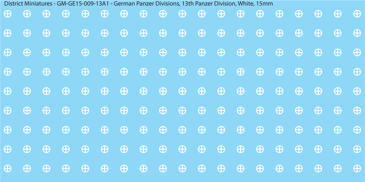 WW2 German Wehrmacht Panzer Divisions, 15mm Decals