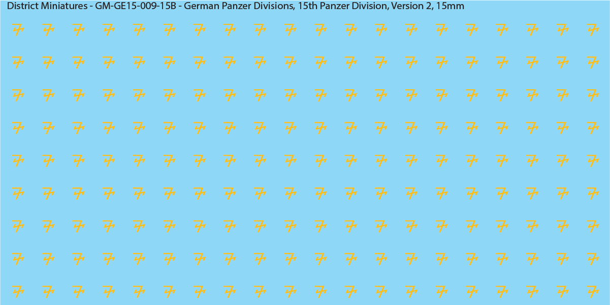 WW2 German Wehrmacht Panzer Divisions, 15mm Decals