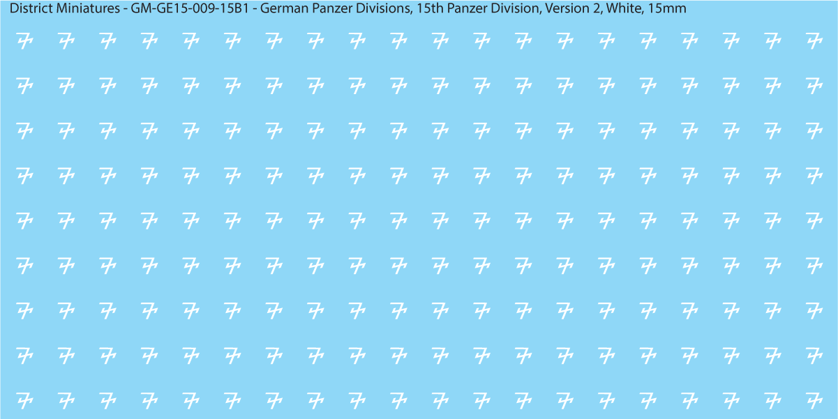 WW2 German Wehrmacht Panzer Divisions, 15mm Decals